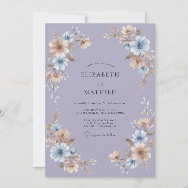 Convites Casamento Floral Vinca Menor (Frente)