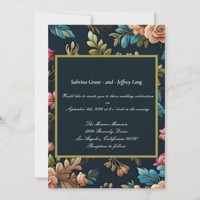 Convites Casamento Floral Vintage (Frente)