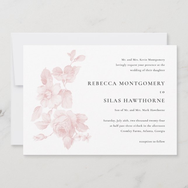 Convites Casamento Floral Vintage (Frente)