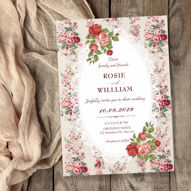 Convites Casamento floral vintage (Criador carregado)