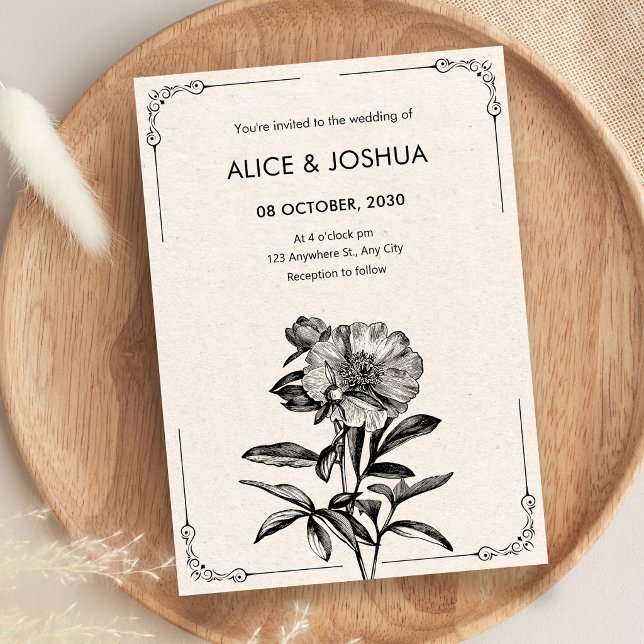 Convites Casamento floral vintage (Criador carregado)