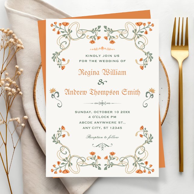 Convites Casamento floral vintage (Criador carregado)