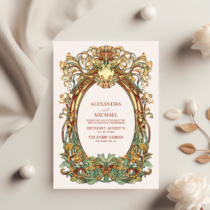 Convites Casamento Floral Vintage Art Nouveau