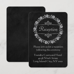 Convites Casamento Floral Vintage em Quadro Negro de Recepç