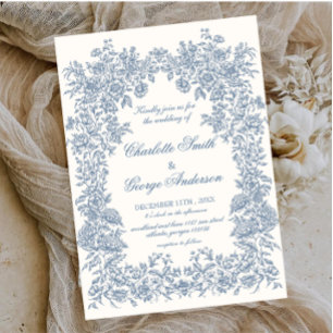 Convites Casamento Floral Vintage Garden azul