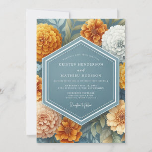 Convites Casamento Floral Vintage Marigold