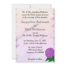 Casamento Floral Vintage Roxo Bonito em Aquarela