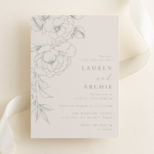 Convites Casamento Floral Vintage Sage Elegante