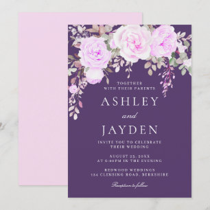 Convites Casamento Floral Violeta e Roxo Maravilhoso