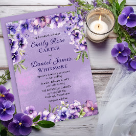 Convites Casamento Floral Violeta Elegante