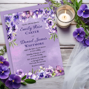Convites Casamento Floral Violeta Elegante para Casal Madur