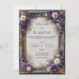 Convites Casamento Floral Violeta Empoeirado