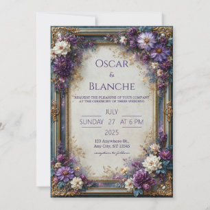 Convites Casamento Floral Violeta Empoeirado