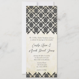 Convites Casamento Floral Vitoriano Antigo em Damasco