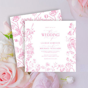 Convites Casamento Floral Vitoriano Chinoiserie Rosa