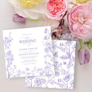 Convites Casamento Floral Vitoriano da Lavanda Chinoiserie