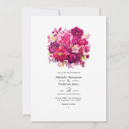 Convites Casamento Floral Viva Magenta