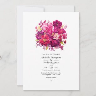 Convites Casamento Floral Viva Magenta