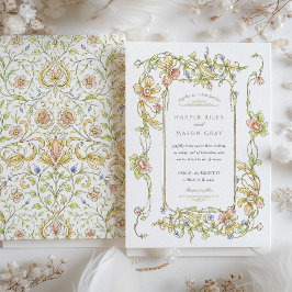 Convites Casamento Floral Whimsical Pastel Rococo