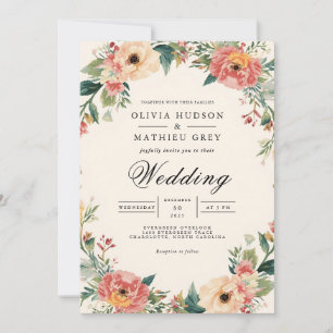 Convites Casamento Floreal de Esmagamento Eetal