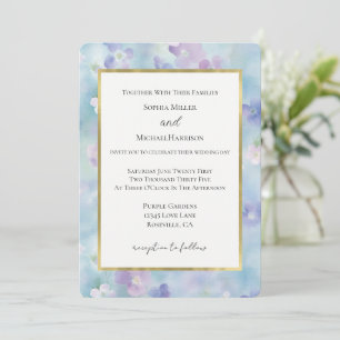 Convites Casamento Flores Lilás Brancas Roxas Douradas Azui