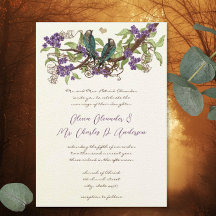 Casamento Flores Roxas Pássaros do Amor Verde Água
