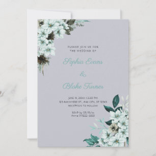 Convites Casamento Flores Verde Rústico Boho Nuvem Cinza