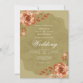 Convites Casamento florescente de Coral Rusty