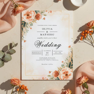 Convites Casamento florescente de Peach Blossom