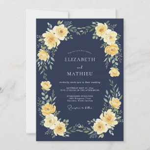 Convites Casamento Florescer com Flor de Ouro da Marinha