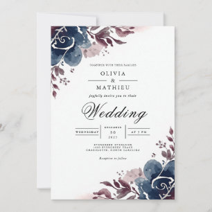 Convites Casamento Florescer Floral Índigo
