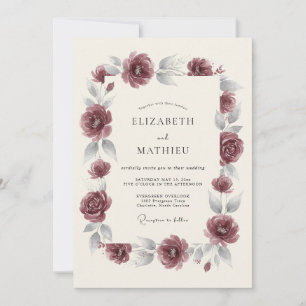 Convites Casamento Florescer Marrom-Vermelho
