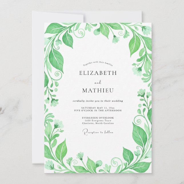 Convites Casamento Florescer Orgânico Esmeralda (Frente)