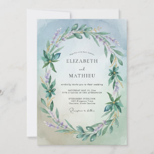 Convites Casamento Florescer Pálido Azul Verdejante