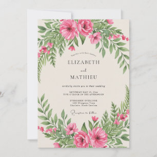 Convites Casamento Floresta com Samambaia Rosa