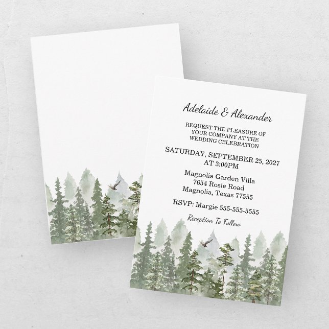 Convites Casamento Floresta de Madeira Verde (Criador carregado)