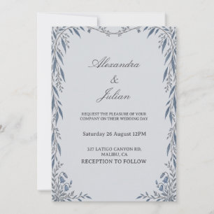 Convites Casamento Floresta Elegante com Salgueiro Azul Mei