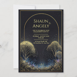 Convites Casamento Floresta Estrelada Meia-Noite Arco Doura