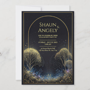 Convites Casamento Floresta Estrelada Meia-Noite Arco Doura