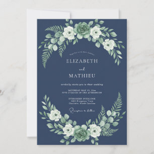 Convites Casamento Floresta Exuberante Azul Marinho