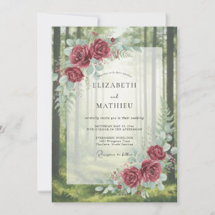 Convites Casamento Floresta Frondosa Escarlate