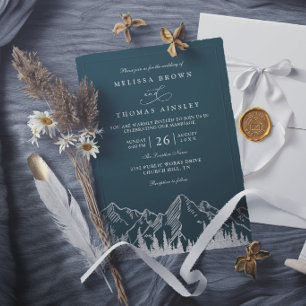 Convites Casamento Floresta Montanha Árvores Pinheiro Rústi