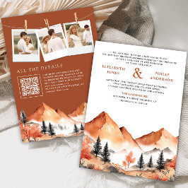 Convites Casamento Floresta Montanha Terracota Código QR Fo