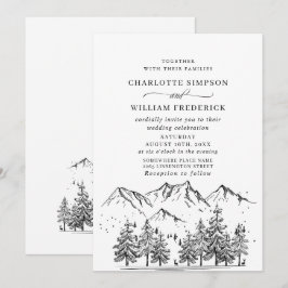 Convites Casamento Floresta Montanhas Desenhadas à Mão