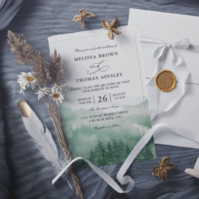 Convites Casamento Floresta Montanhesa Árvore Rústica Orçam (Criador carregado)
