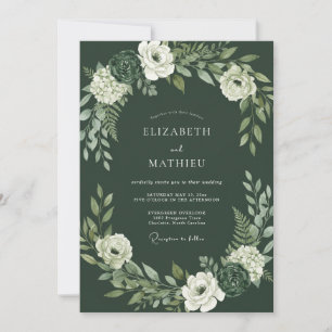 Convites Casamento Floresta Refinada Verde Musgo