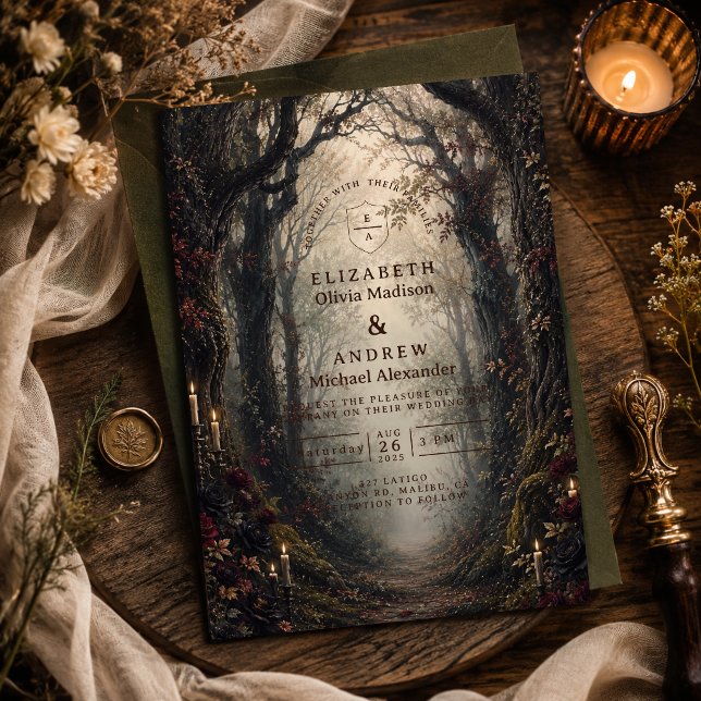 Convites Casamento Floresta Sombria Gótica (Criador carregado)