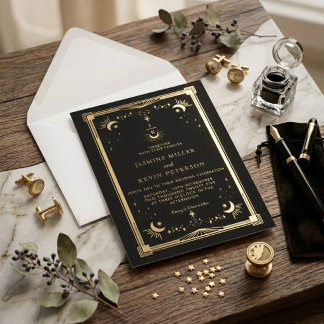 Convites Casamento Floresta Verde Estrela Lua Mística Celes