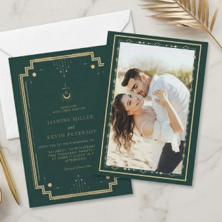 Convites Casamento Floresta Verde Lua Estrela Mística Celes