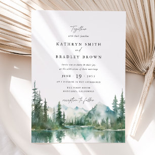 Convites Casamento Florestal à Beira do Lago na Montanha
